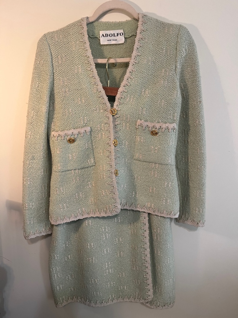 Chanel-inspired Adolfo New York couture vintage suit.